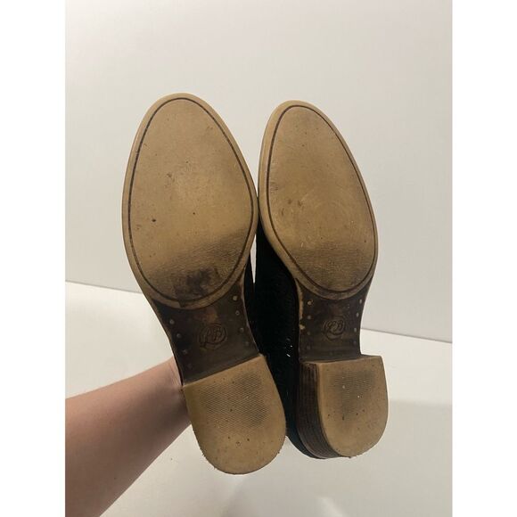 Lucky Brand Bashina Black Suede Leather Block Heel Low Booties Size women’s 8 - Picture 8 of 9